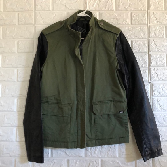 Vans Jackets & Coats Vans Faux Leather Military Green Jacket Poshmark